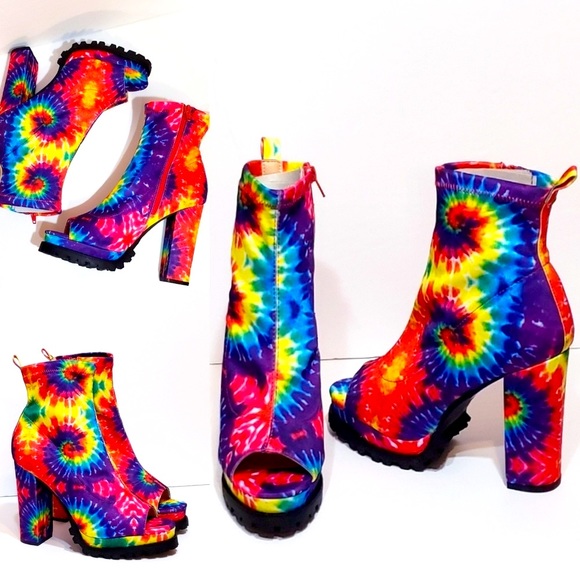 Tie-Dye Peep Toe Booties - Picture 3 of 5